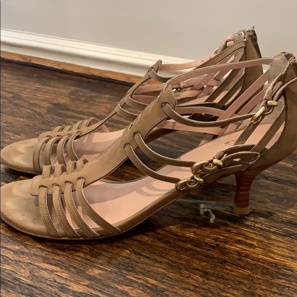 Huarache Nubuck Kitten-Heel Gladiator Sandal